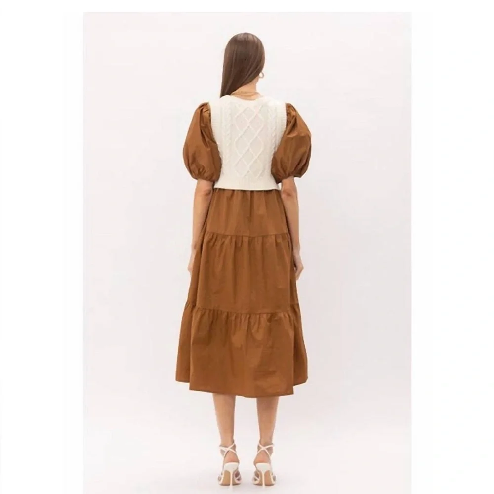 Sofie the Label Cognac Tiered Layered Sweater Dress - Picture 2 of 7